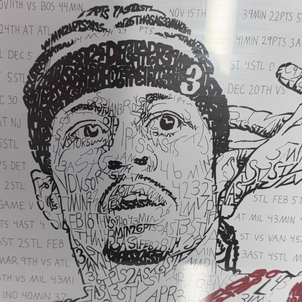 Allen Iverson 2000-01 NBA MVP Word Art Framed Print Original Basketball Poster